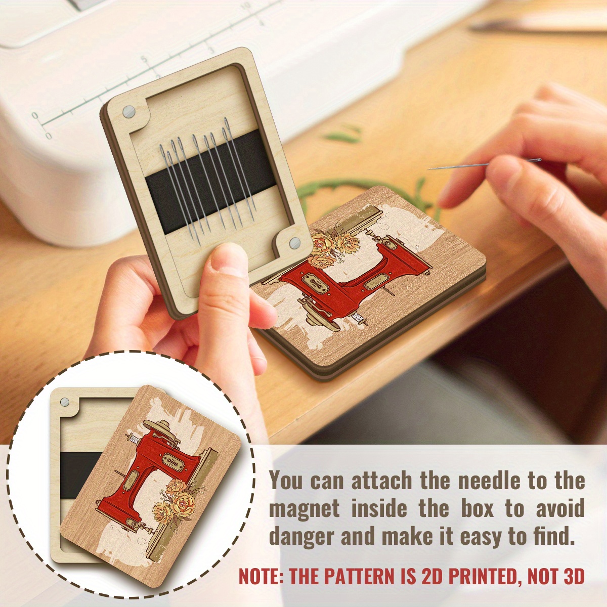 木製磁気バックル付き裁縫針箱 – 装飾的なデスク収納、針と糸 - Needle Minder Magnet のレビューと価格
