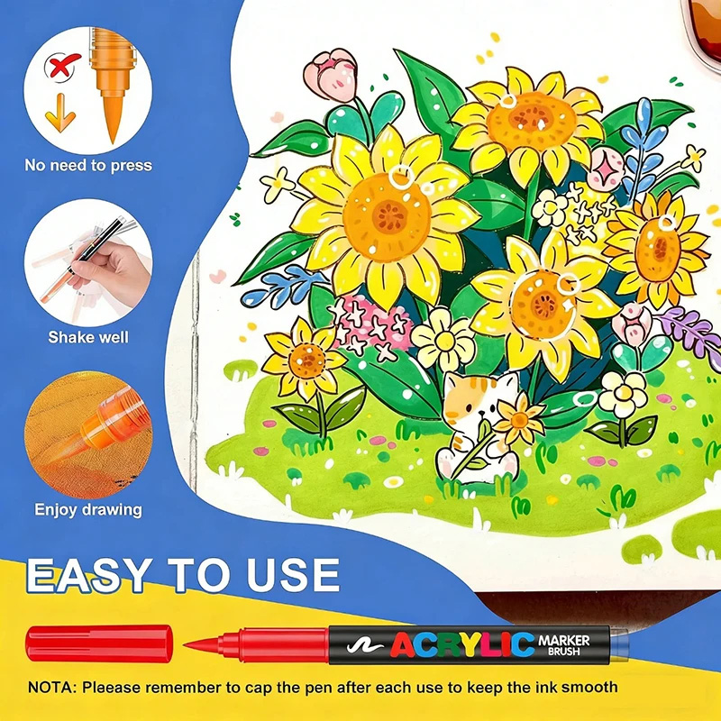 アクリルペイントマーカー ソフトブラシチップペン アクリルペ - Embroidery Egg のレビューと価格