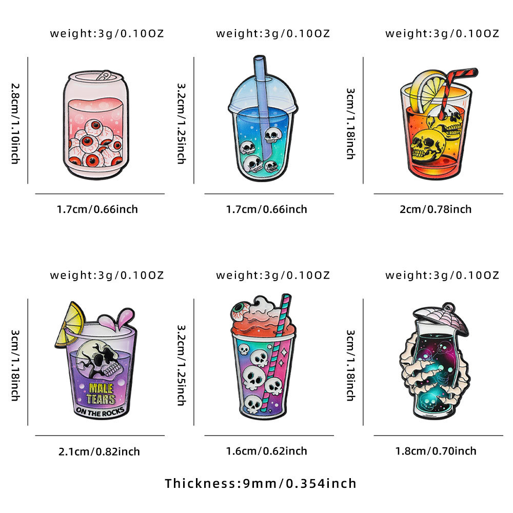 6 個クールハロウィンエナメルピンコレクション不気味なスカル - Embroidery Illustration のレビューと価格