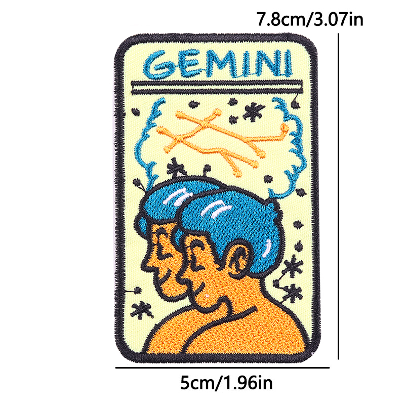 星座アイロン接着パッチ刺繍ワッペン 全12星座 デニムジャケ - Embroidery Ideas For Bags のレビューと価格