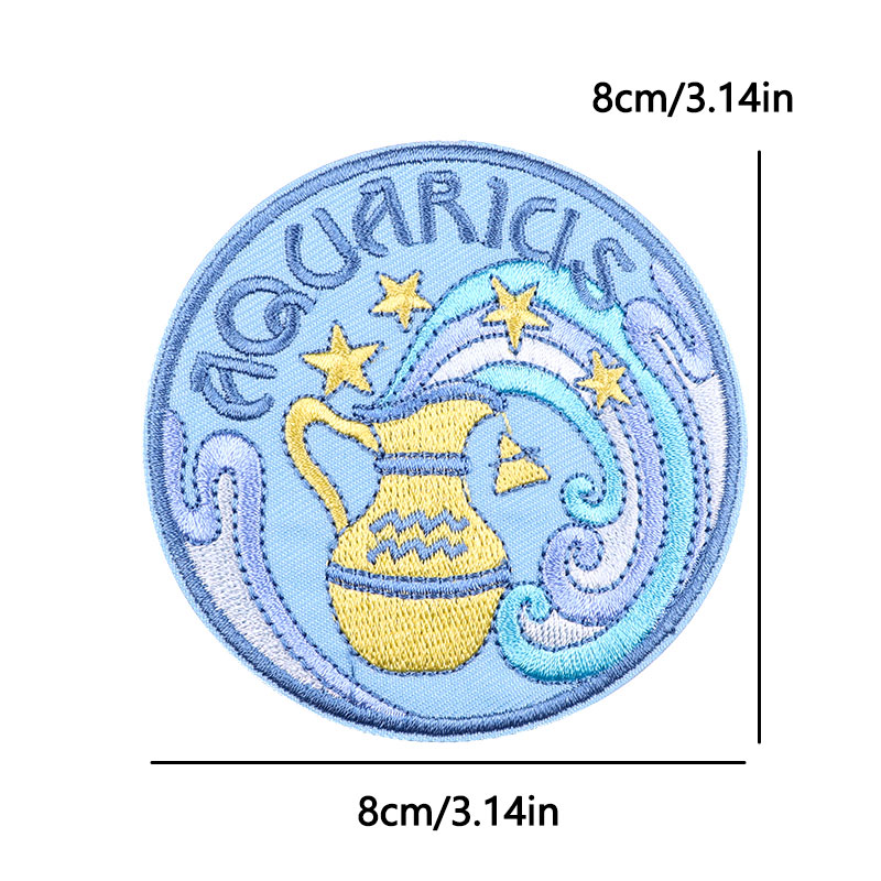 星座アイロン接着パッチ刺繍ワッペン 全12星座 デニムジャケ - Embroidery Ideas For Bags のレビューと価格
