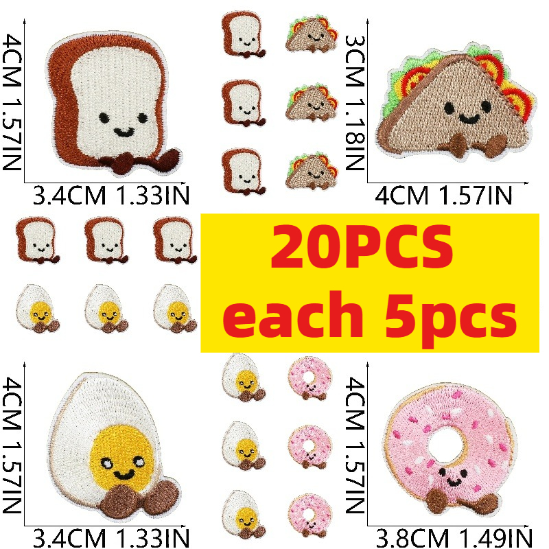 10/20 個かわいいデザート刺繍布ステッカースタービスケッ - Embroidery Egg のレビューと価格
