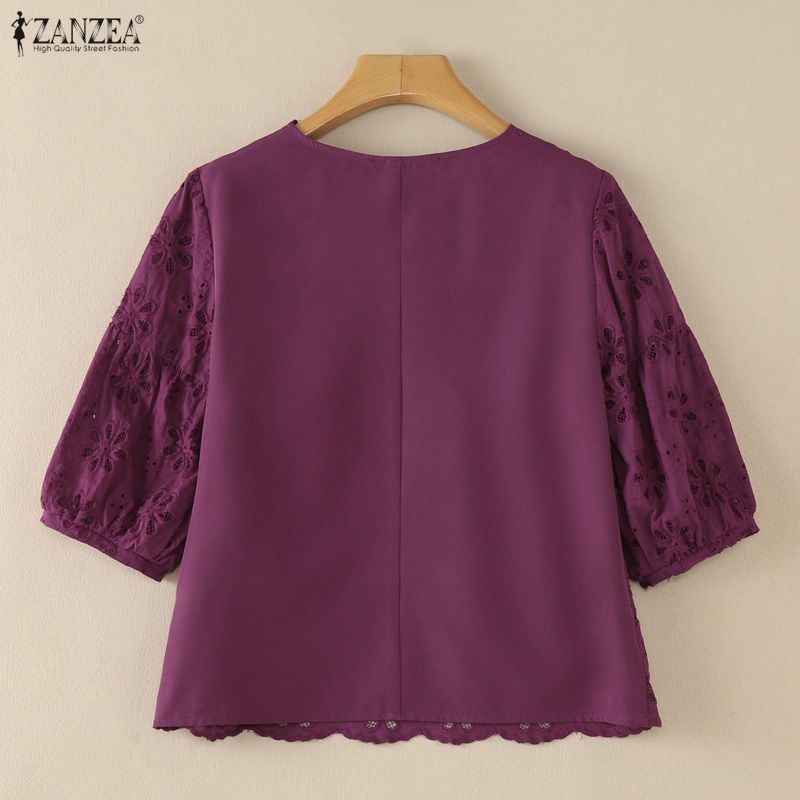 ZANZEA 2026 アイレット刺繍ブラウス女性 V ネッ - Embroidery Eyelet のレビューと価格