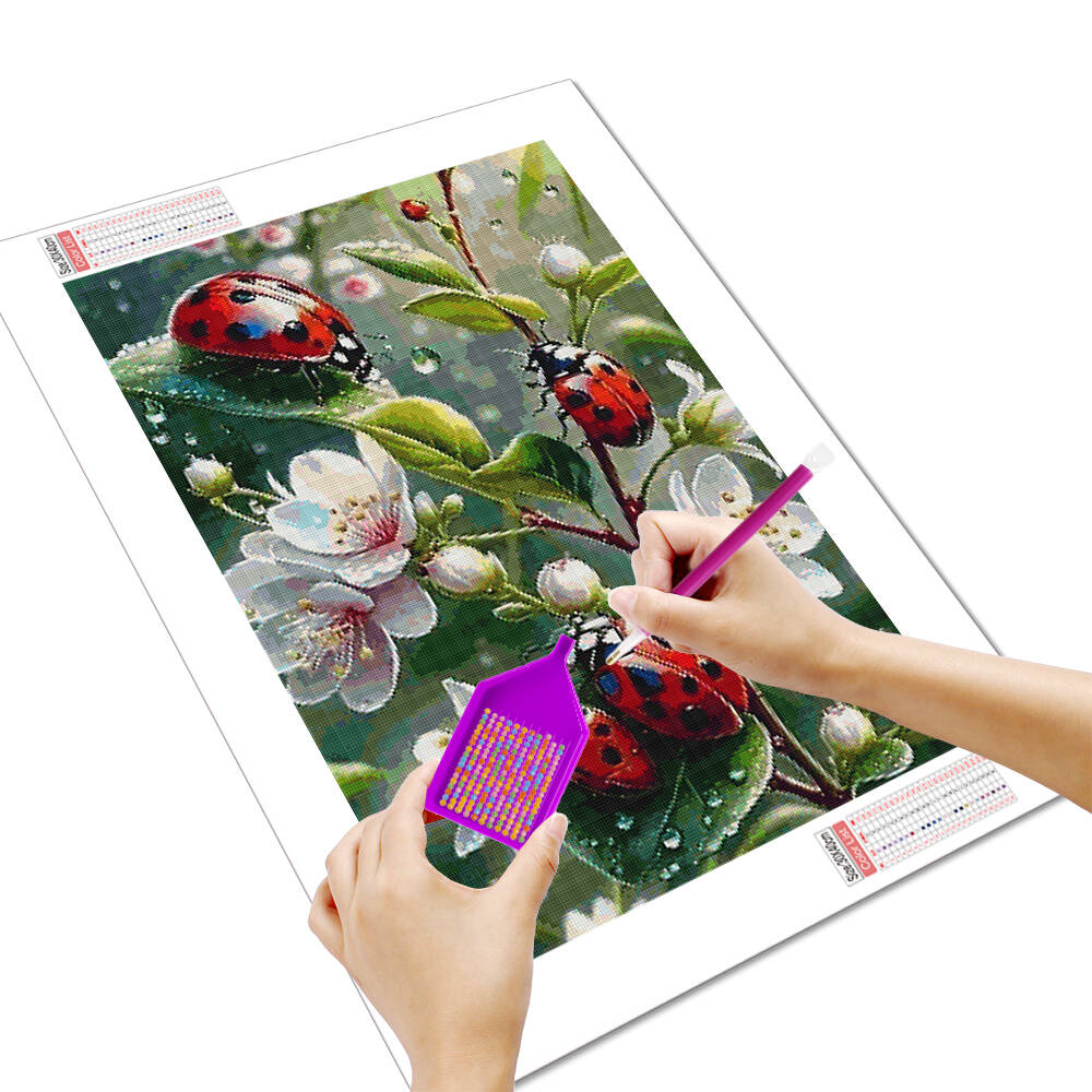 ダイヤモンド絵画Huacan-5d,家の装飾,動物,カエル, - Embroidery Lady Bug のレビューと価格