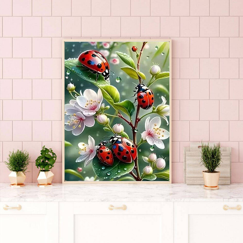ダイヤモンド絵画Huacan-5d,家の装飾,動物,カエル, - Embroidery Lady Bug のレビューと価格
