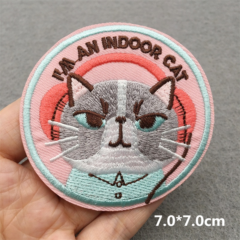 猫の顔刺繍パッチ漫画動物パッチアイアンでパッチ衣料用熱接着パ - Embroidery Converse のレビューと価格