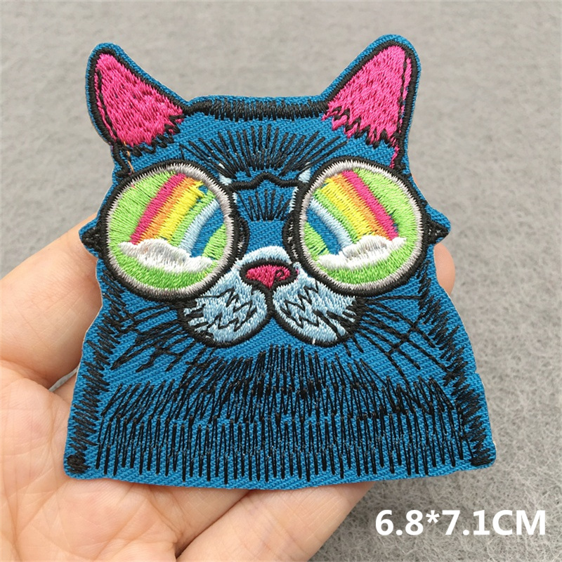 猫の顔刺繍パッチ漫画動物パッチアイアンでパッチ衣料用熱接着パ - Embroidery Converse のレビューと価格