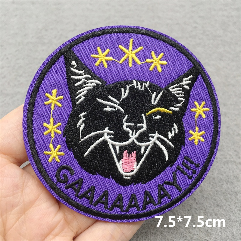猫の顔刺繍パッチ漫画動物パッチアイアンでパッチ衣料用熱接着パ - Embroidery Converse のレビューと価格