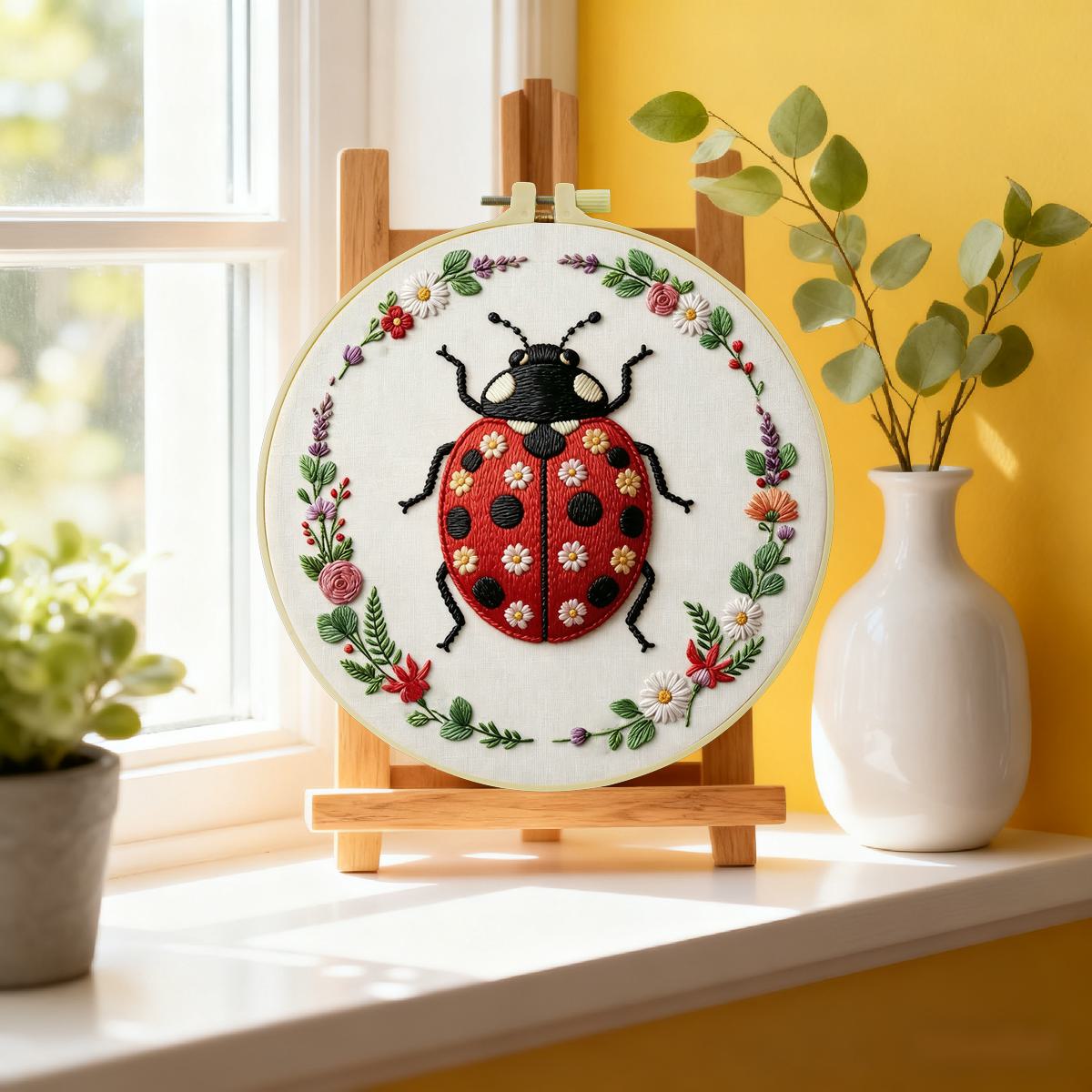 1pc 20X20CM/15X15CM 7.87/6.3イン - Embroidery Lady Bug のレビューと価格