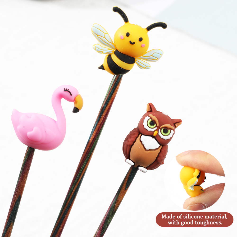 2/4/8 個かわいい動物シリコーンニードルキャップ編み針ス - Stitch Marker Ring のレビューと価格