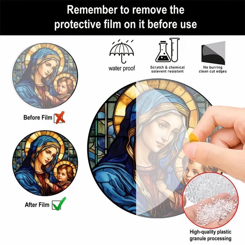 キリスト教の宗教メアリーサンキャッチャー、半透明のステンドウ - Embroidery Water のレビューと価格