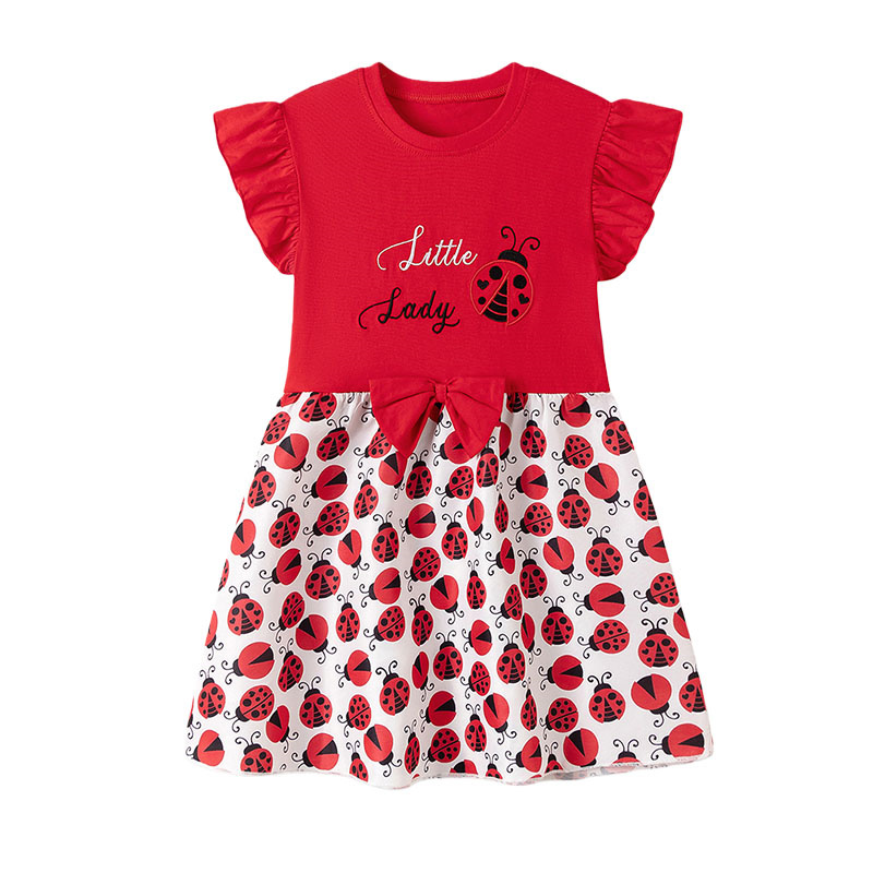 半袖女の子ドレス 2-7T てんとう虫刺繍夏プリンセスノース - Embroidery Lady Bug のレビューと価格