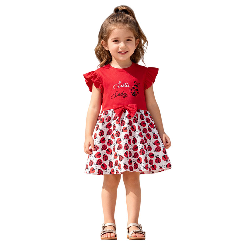 半袖女の子ドレス 2-7T てんとう虫刺繍夏プリンセスノース - Embroidery Lady Bug のレビューと価格
