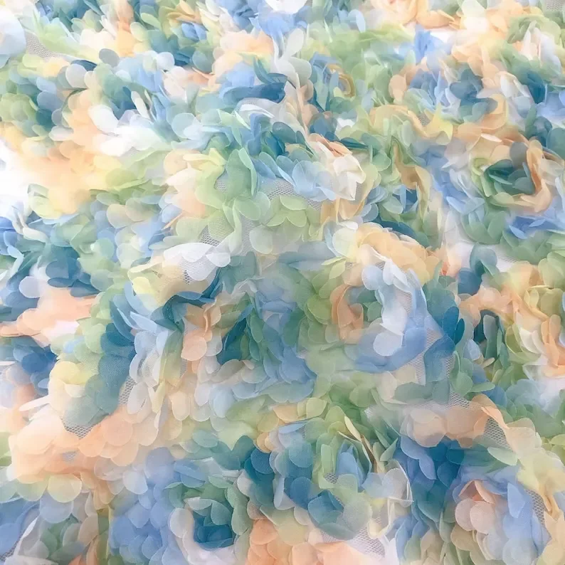 3Dシフォンローズフラワーレース生地、フラワー刺繍チュール、 - Embroidery Rose のレビューと価格