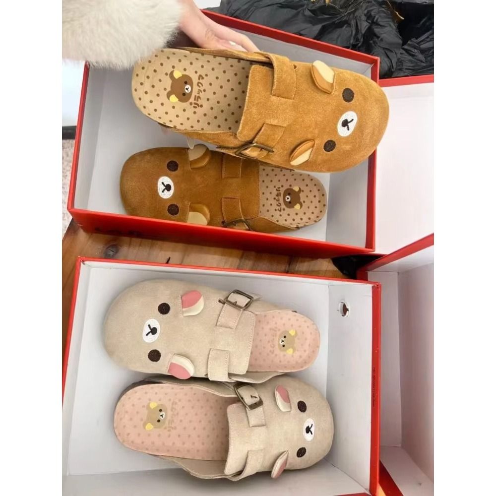 新しい厚底リラックマ女性用シューズ身長アップレトロアニメ周辺 - Embroidery Flat Shoes のレビューと価格