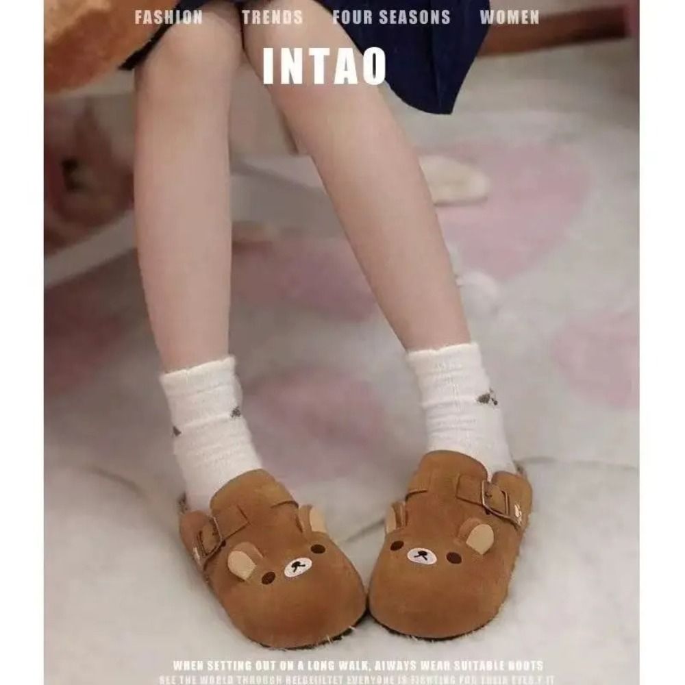 新しい厚底リラックマ女性用シューズ身長アップレトロアニメ周辺 - Embroidery Flat Shoes のレビューと価格