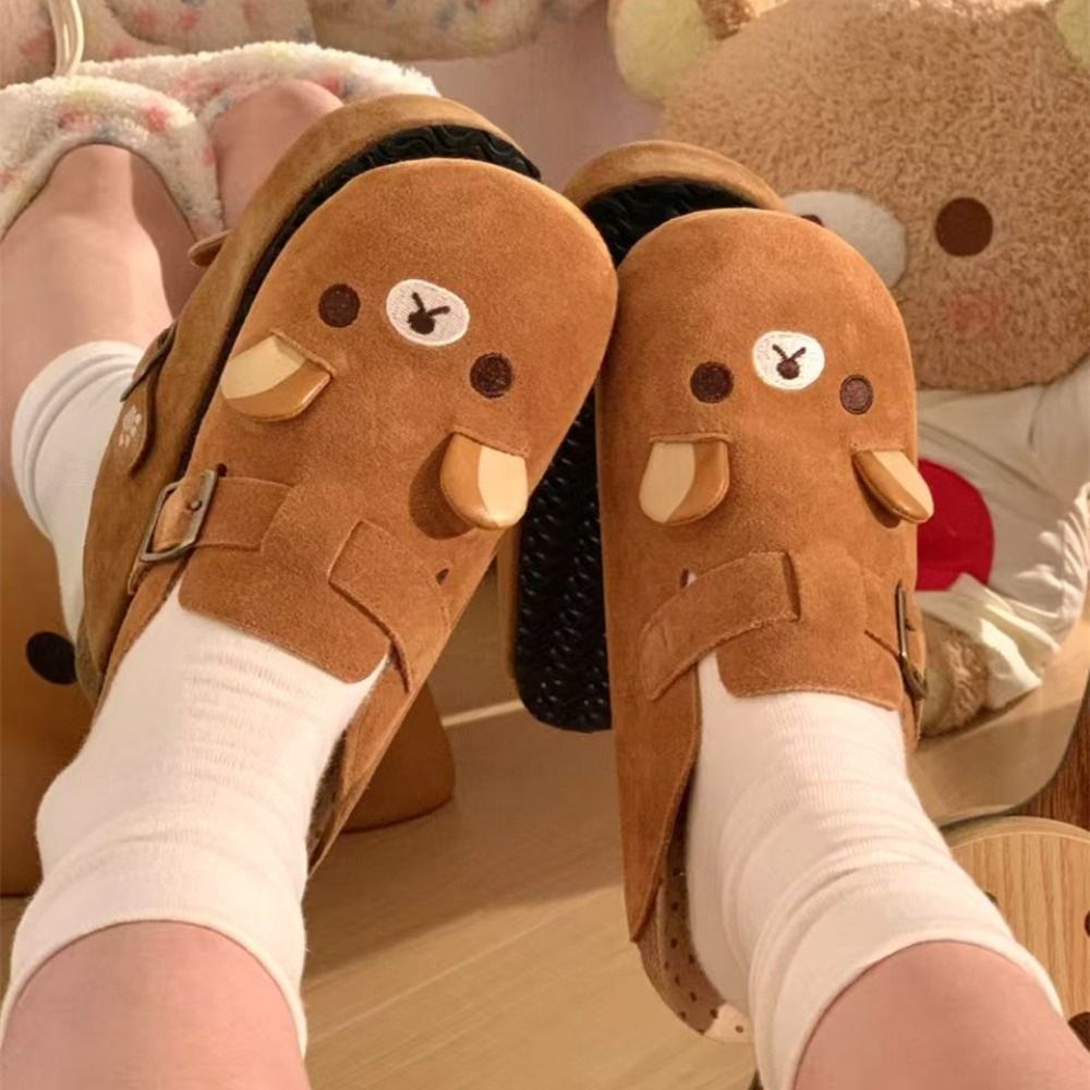 新しい厚底リラックマ女性用シューズ身長アップレトロアニメ周辺 - Embroidery Flat Shoes のレビューと価格