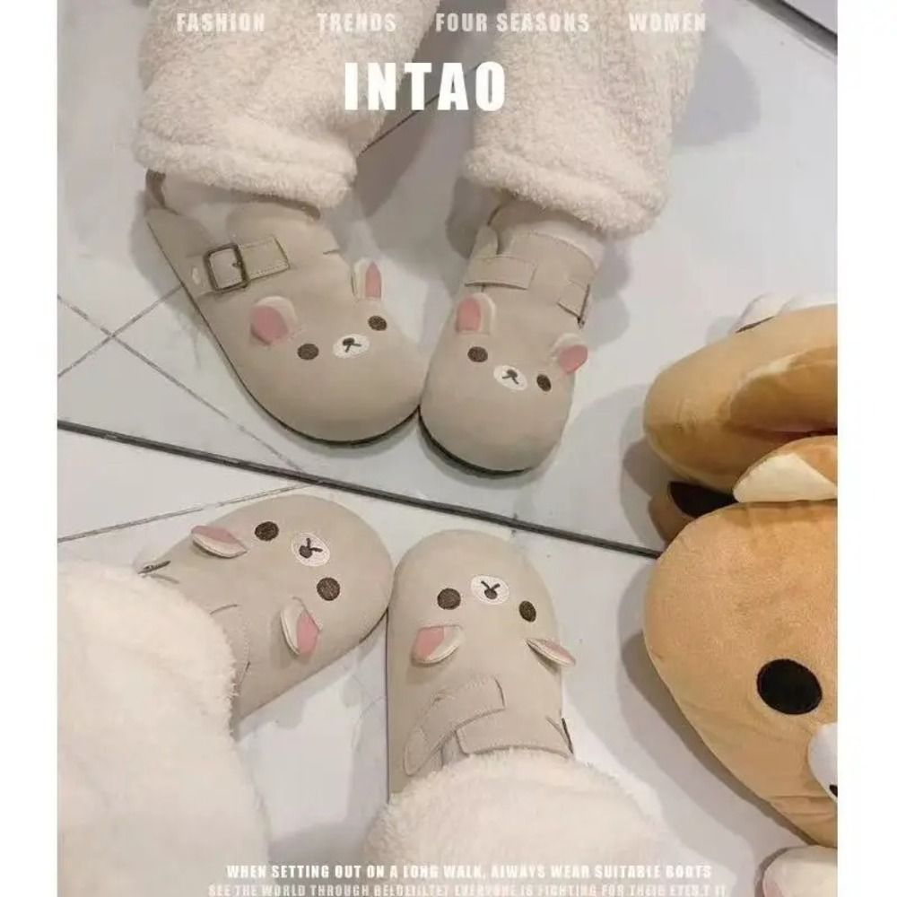 新しい厚底リラックマ女性用シューズ身長アップレトロアニメ周辺 - Embroidery Flat Shoes のレビューと価格