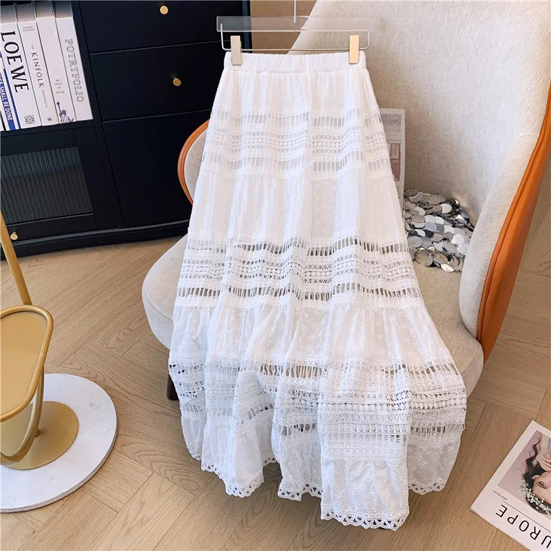 女性のための半透明の花のマキシスカート、刺embroider - Embroidery Eyelet のレビューと価格