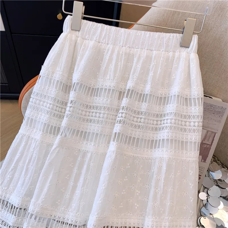 女性のための半透明の花のマキシスカート、刺embroider - Embroidery Eyelet のレビューと価格