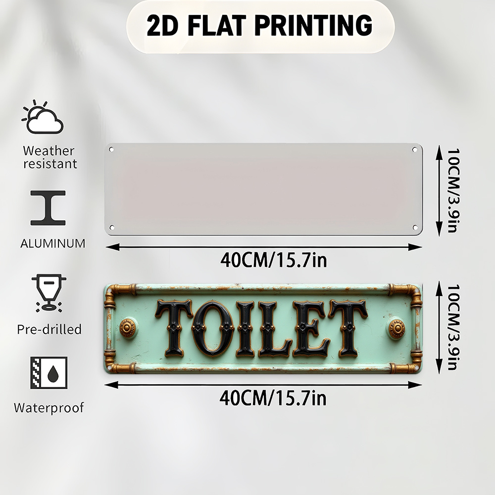 2D フラット、ヴィンテージトイレサイン - 大胆な黒と緑の - Embroidery Water のレビューと価格