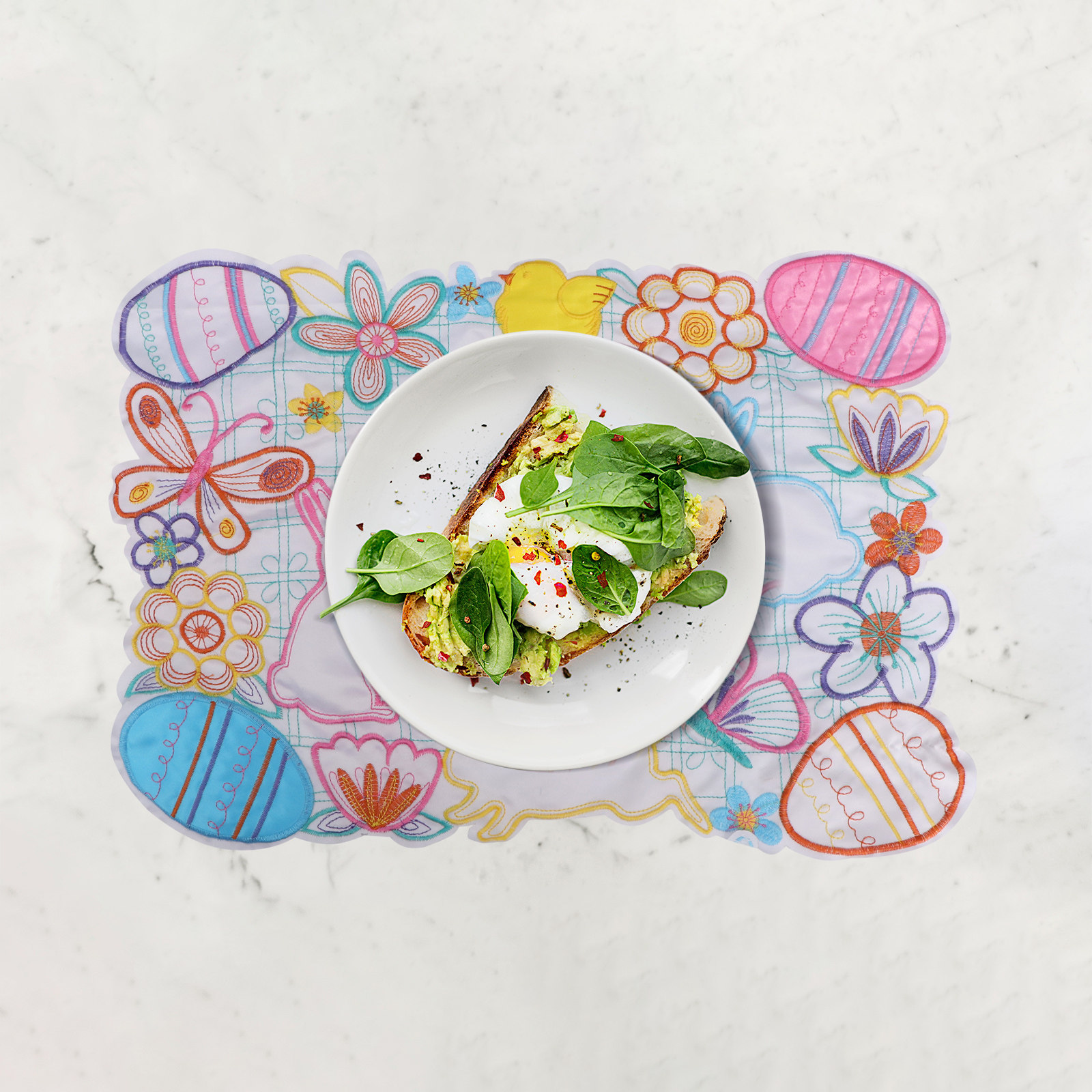 1 個ウサギのイースターエッグプレースマットカラフルなテーブ - Embroidery Egg のレビューと価格