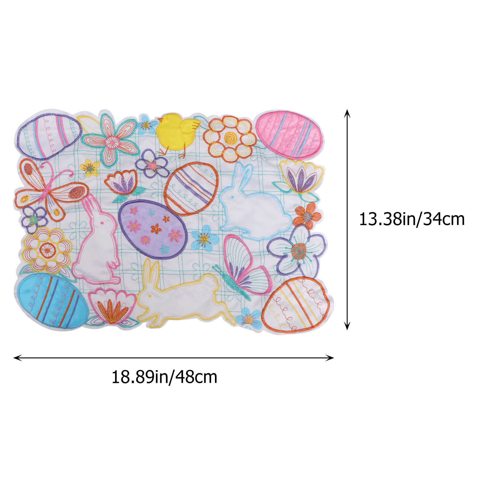 1 個ウサギのイースターエッグプレースマットカラフルなテーブ - Embroidery Egg のレビューと価格