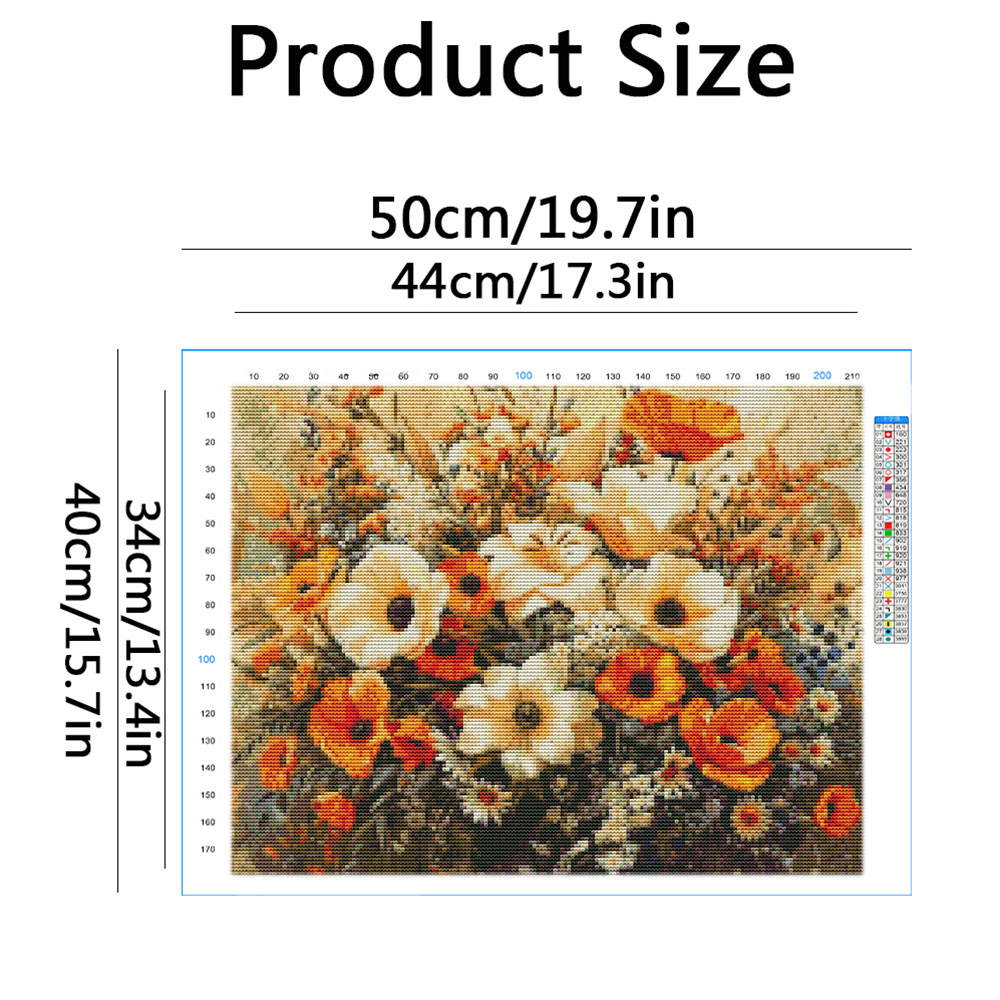 11CT クロス刺繍キット ポピーフラワー プリントキャンバ - Embroidery Guide Paper のレビューと価格