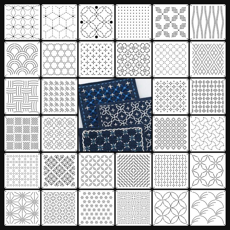 9/32 個刺し子刺繍テンプレート DIY 幾何学模様のパッ - Embroidery Handicraft のレビューと価格